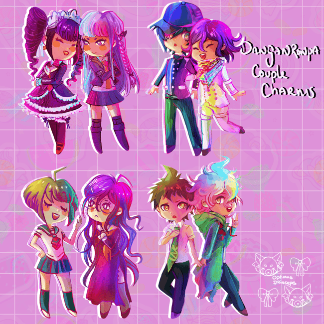 3" Danganronpa Glitter Epoxy Couple Charms