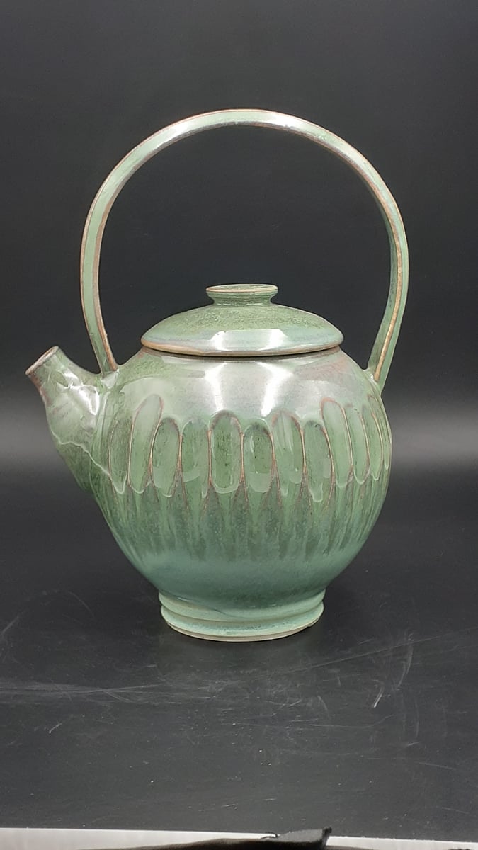 Fluted light green teapot Brett Niven Ceramics
