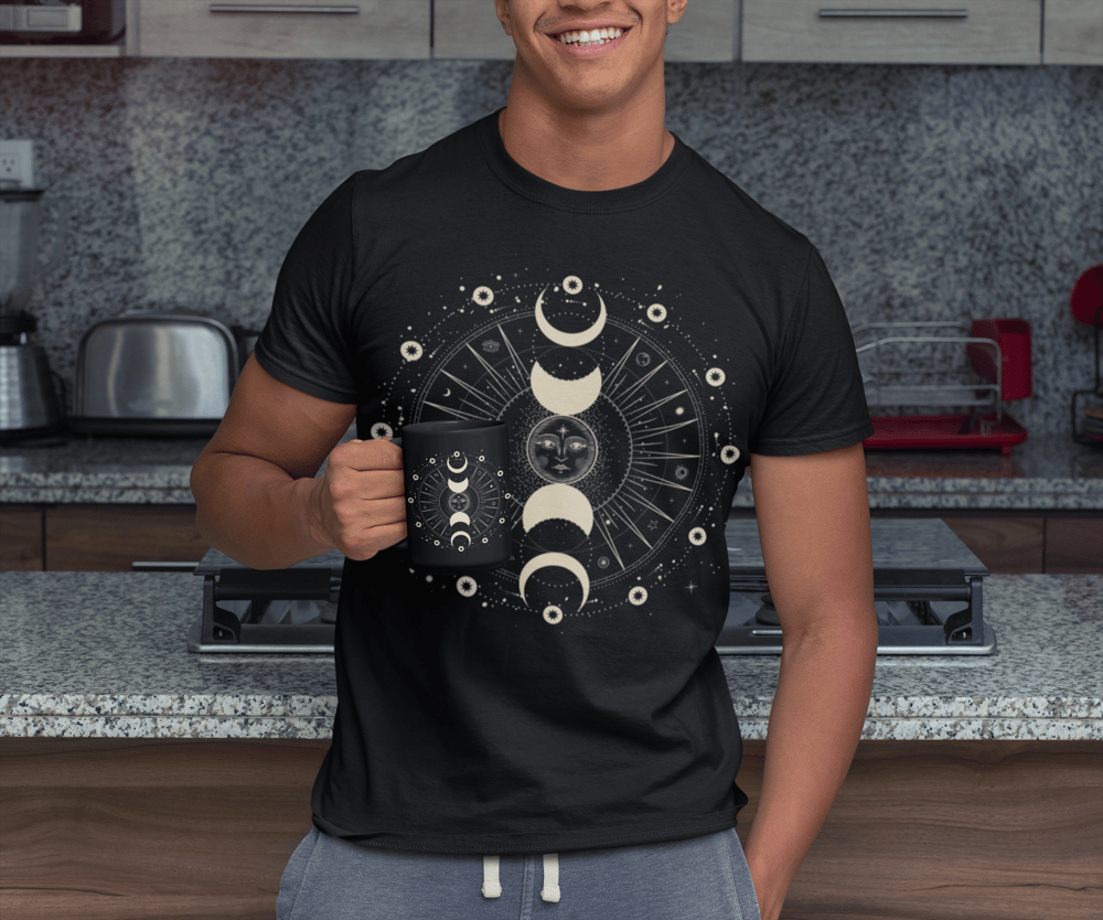 Image of Celestial Sun and Moon Phase Mug and T-shirt