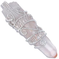 Image 1 of Pink Lemurian Quartz Crystal Woven Wire Wrap Pendant