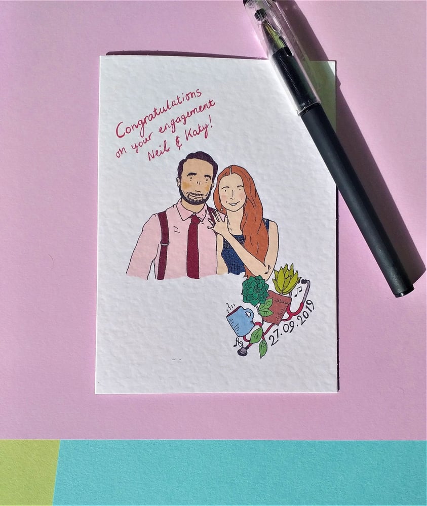 Image of Personalised custom illustration card - perfect for birthdays, weddings, engagements, etc! 