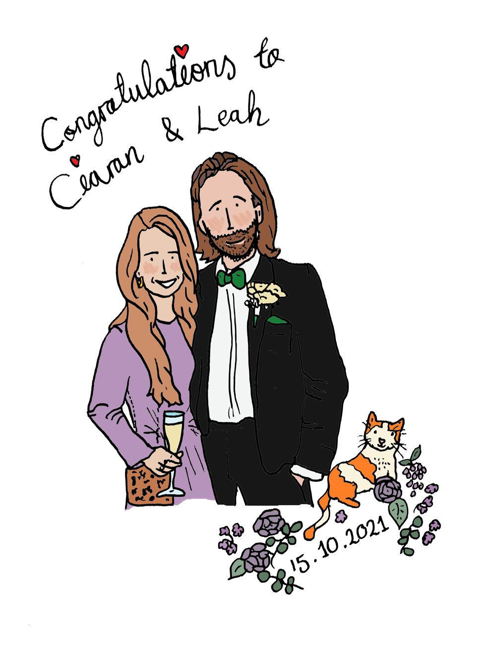 Image of Personalised custom illustration card - perfect for birthdays, weddings, engagements, etc!