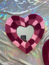 Tufted Checkered Heart Mirror