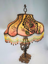 Luxury Lamp & Victorian Lampshade - Antique Lamp & Beaded Fringe