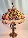 Luxury Lamp & Victorian Lampshade - Antique Lamp & Beaded Fringe