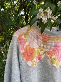 Image 2 of Holly Stalder Reconstructed Sweatshirt with Quilted Floral Neckline 