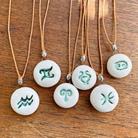 Image 2 of CLEARANCE - Zodiac Ceramic Pebble Pendant Necklace