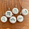 Aries Zodiac Ceramic Pebble Pendant Necklace