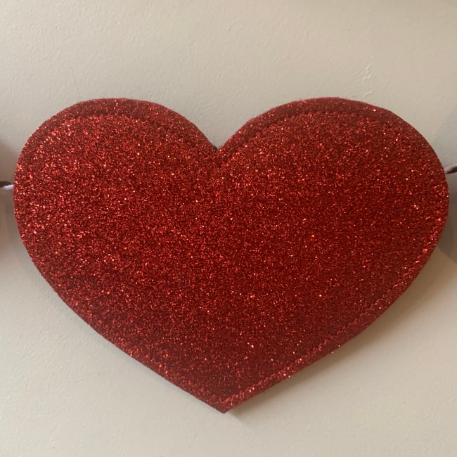 Red Glitter Heart Garland