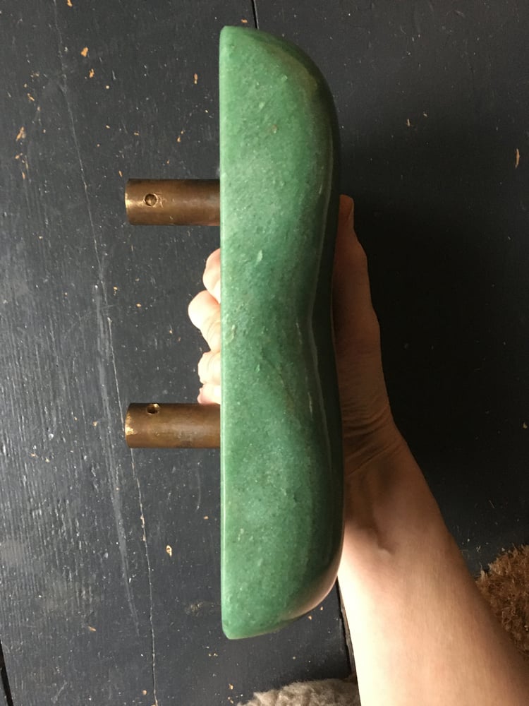 Image of Green Stone Handle with Bronze Fixings