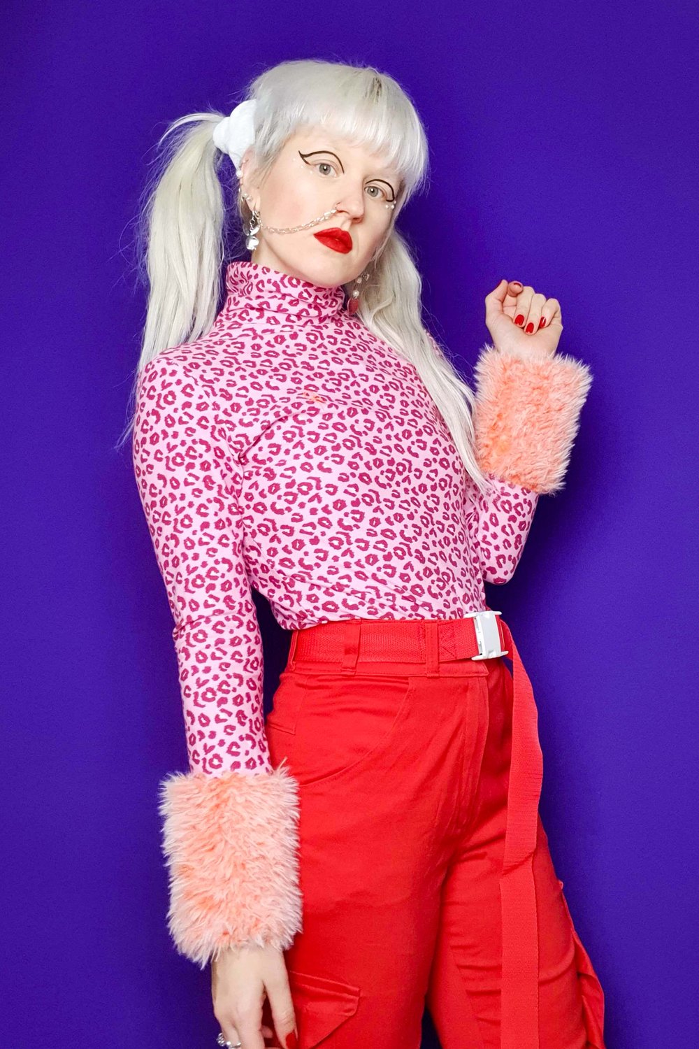 Image of Pink Leo Rollneck Top