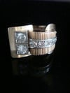 RETRO 1940S FRENCH TANK 18CT PLATINUM DIAMOND 0.60CT PAVE SET RING