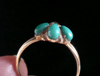 EDWARDIAN 18CT YELLOW GOLD TURQUOISE OLD CUT DIAMOND CLUSTER RING