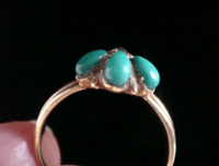 Image 3 of EDWARDIAN 18CT YELLOW GOLD TURQUOISE OLD CUT DIAMOND CLUSTER RING