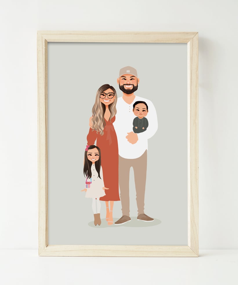 Made-to-Order Family of 4 - Digital Illustrations - Custom Cartoon hot Portraits