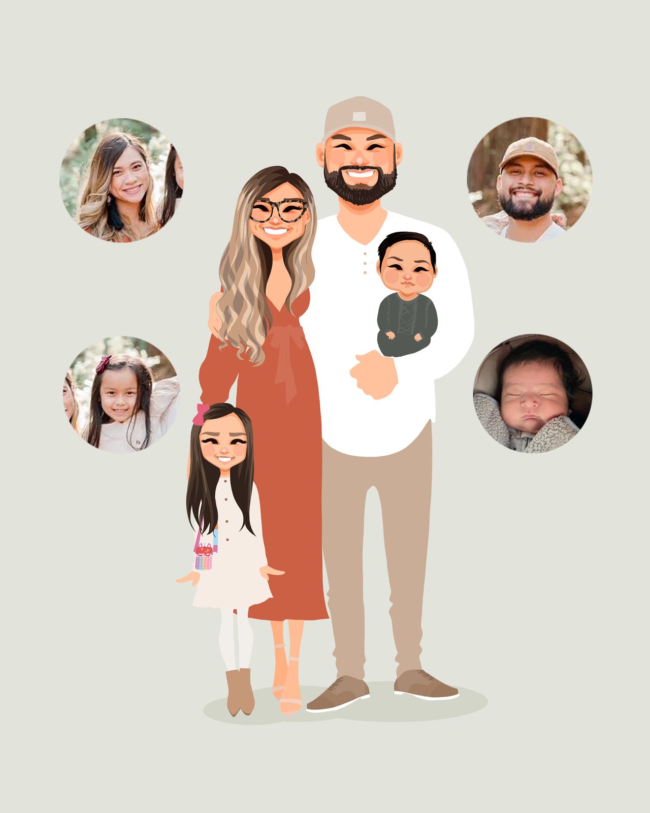 Made-to-Order Family of 4 - Digital Illustrations - Custom Cartoon hot Portraits