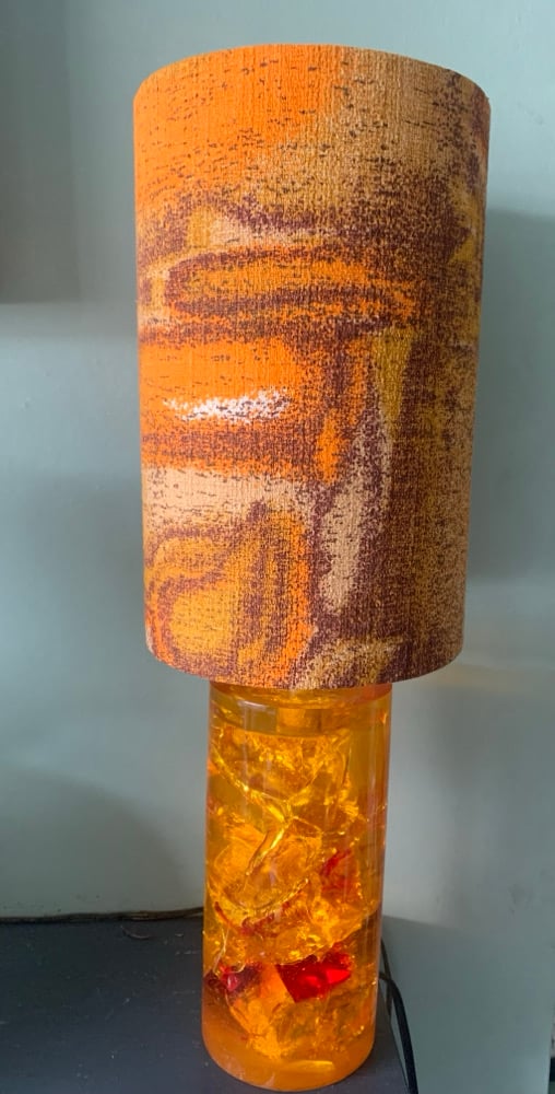 Image of Shatterline Lamp Base with Bark Cloth Shade