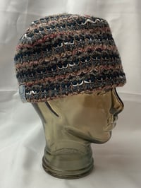 Image 3 of NAVY AND PEACH KNIT BEANIE