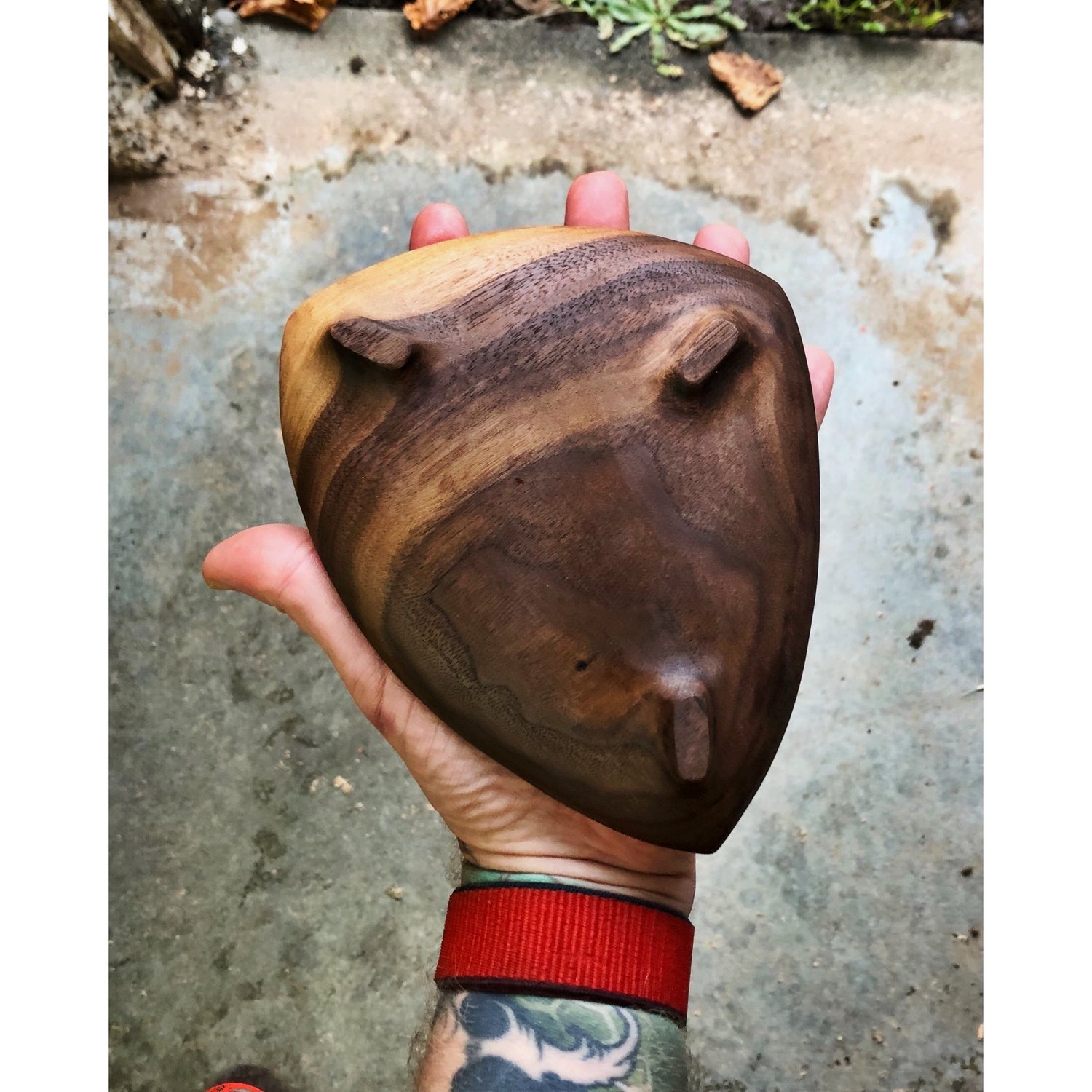 Image of Walnut Shallow Bowl with wee legs 