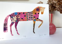 Image 2 of Fifi, a terracotta and pink monoprinted horse with collage