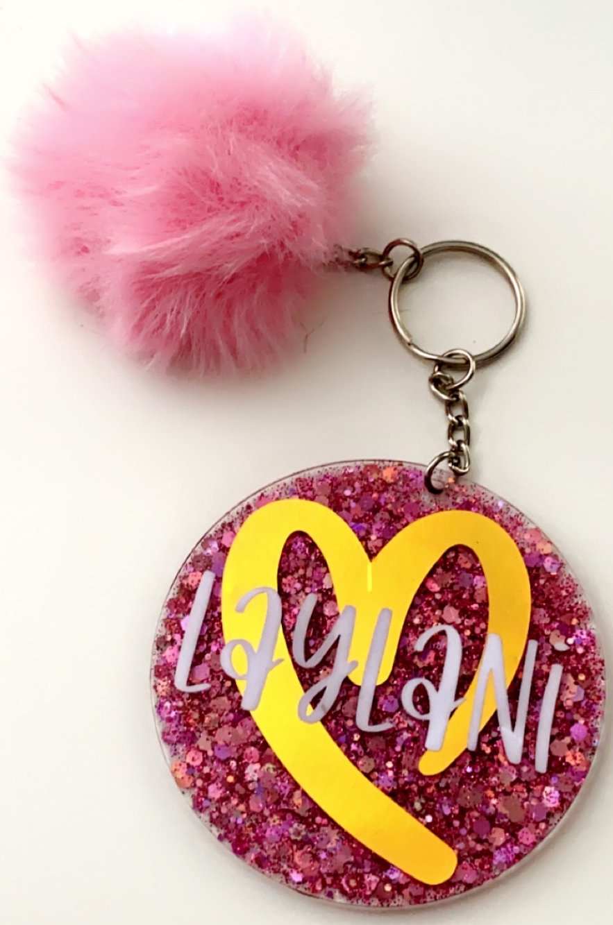 Image of Pink/ Gold Heart Key Chain 