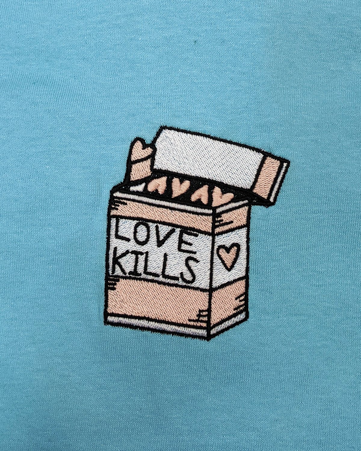 Image of CATCALL 'Love Kills' Embroidered T-Shirt in BLUE