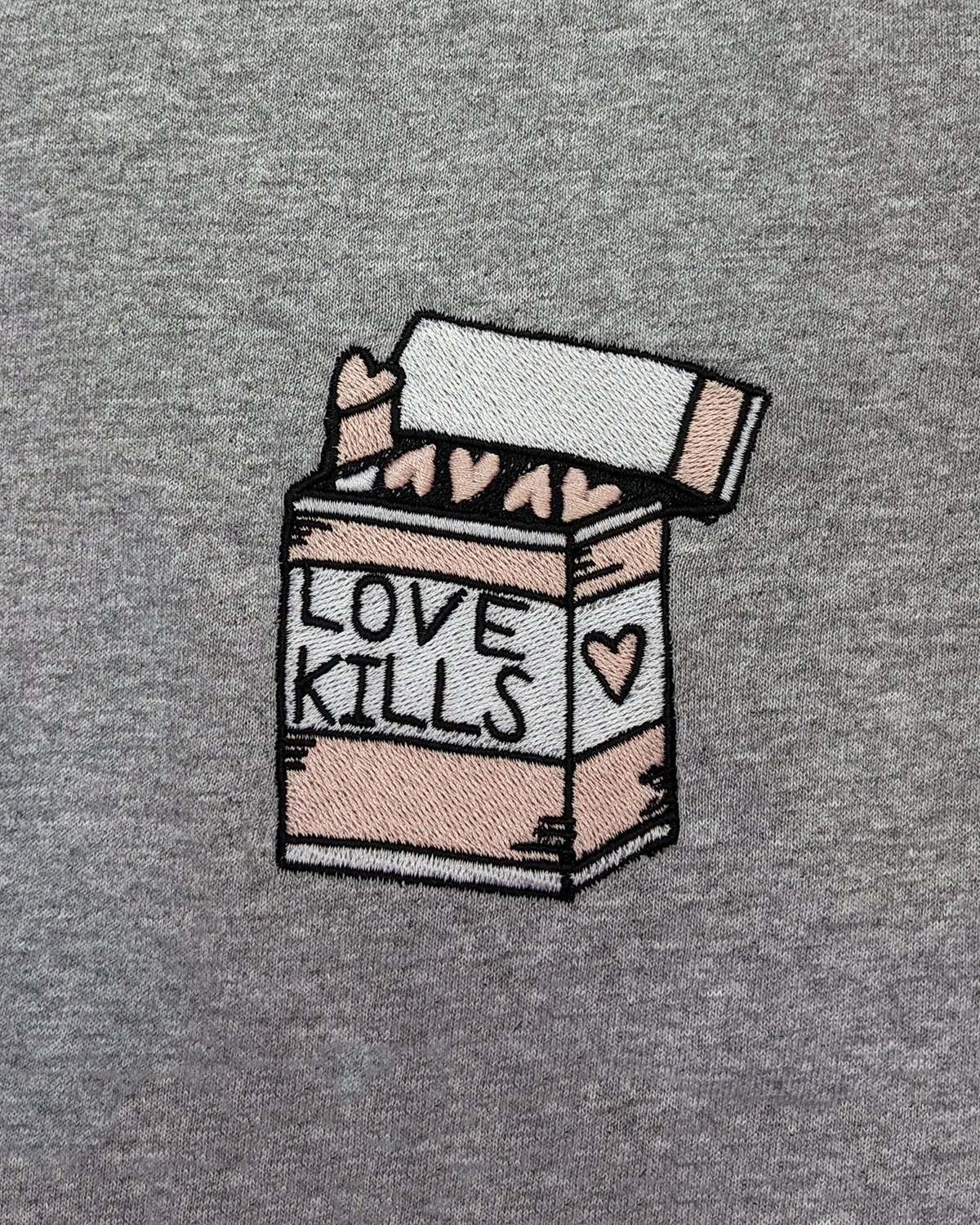 Image of CATCALL 'Love Kills' Embroidered T-Shirt in GREY