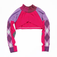 Image 2 of argyle purple fuschia shrug courtneycourtney adult medium m/l large sweater warm sleeves