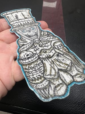 Image of 6” Hat Box Ghost Tiki Mug patch with iron on backing