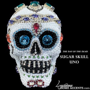 Image of Day of the Dead Jeweled Sugar Skull Sculpture Dos 