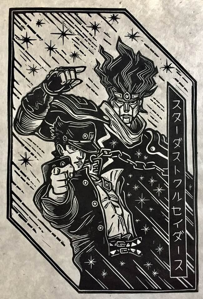 Jotaro / Star Platinum Block Print