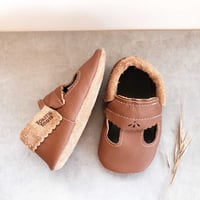 Image 1 of T-BAR MOCCASINS-ALMOND