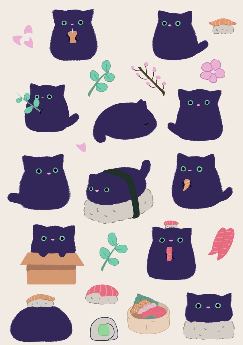 Squishy cat sticker pack | happyraymeow shop