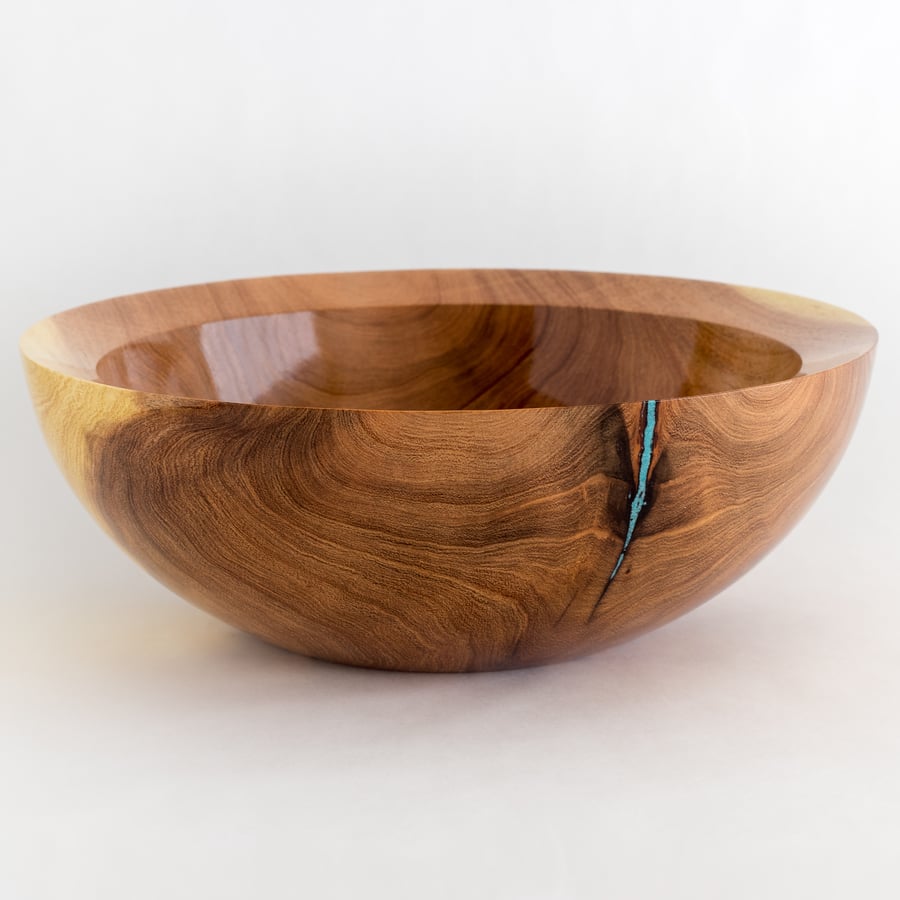 Image of Mesquite Bowl with Turquoise Inlay