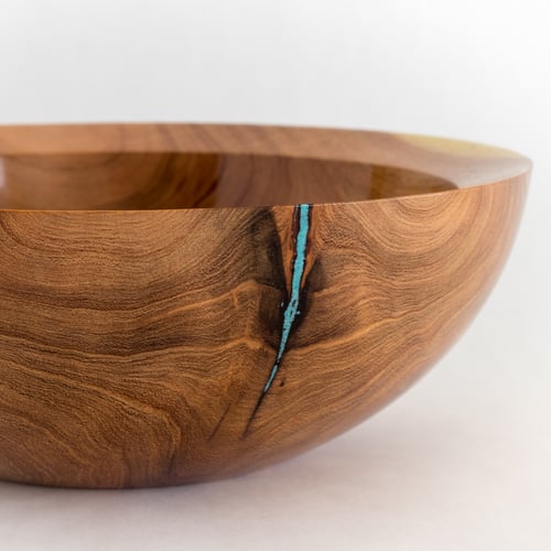 Image of Mesquite Bowl with Turquoise Inlay