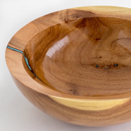 Image of Mesquite Bowl with Turquoise Inlay