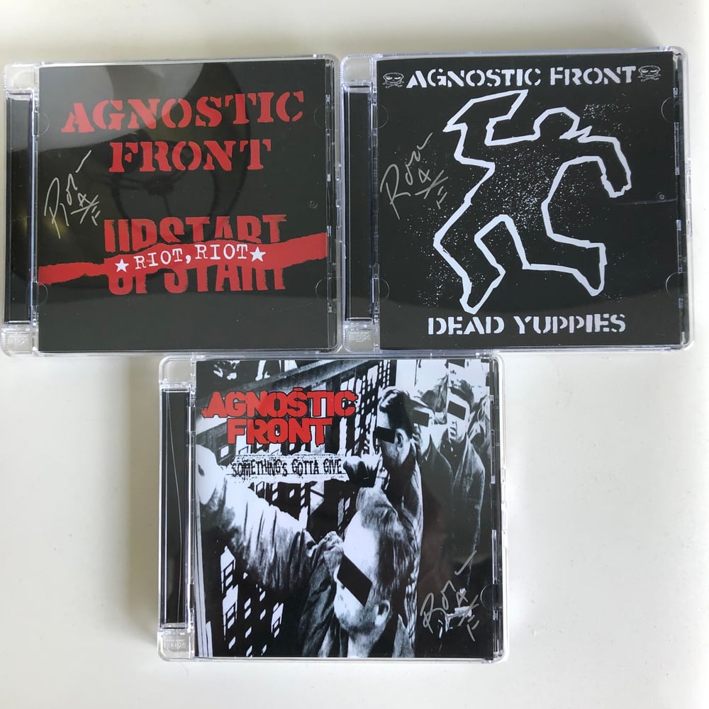 Image of Agnostic Front  Epitaph Era 3 Pack  CDs signed by Roger Miret and Vinnie Stigma