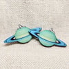 Wooden Retro Saturn Earrings