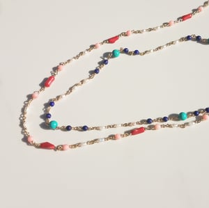 Turquoise, Lapis, & Pearl Necklace 