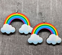 Image 1 of Wooden Rainbow Pride Earrings
