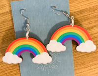 Image 2 of Wooden Rainbow Pride Earrings