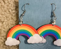 Image 3 of Wooden Rainbow Pride Earrings