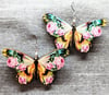 Wooden Rose Butterfly Earrings