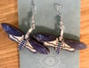 Blue Wooden Hawk Moth Earrings