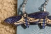Blue Wooden Hawk Moth Earrings