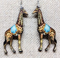 Image 1 of Wooden Circus Giraffe Earrings
