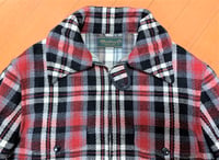 Image 2 of Warehouse Japan plaid wool hunting jacket with leather accents, size 40 (M)