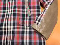 Image 4 of Warehouse Japan plaid wool hunting jacket with leather accents, size 40 (M)