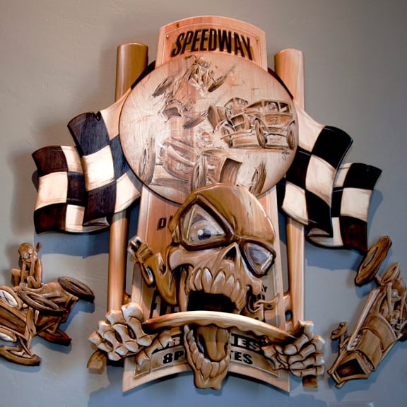 Image of Motorbreath Original Sculpted/Stained Painting