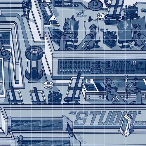 Image of MECHAVERSE (BLUEPRINT ) FINE ARTPRINT